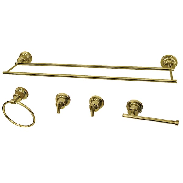BAH821330478PB Concord 5-Piece Bathroom Accessory Set, Polished Brass